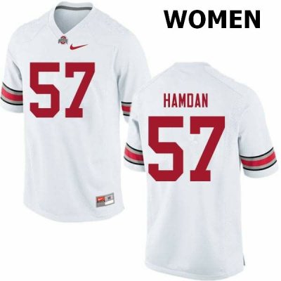 Women's Ohio State Buckeyes #57 Zaid Hamdan White Nike NCAA College Football Jersey Season WUF4244FQ